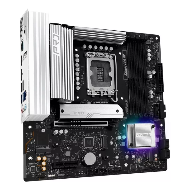Placa-mãe ASROCK B860M Pro RS — Intel B860, LGA 1851, micro ATX, DDR5, 4× DIMM, 2.5Gb LAN, 1×PCIe5 x16