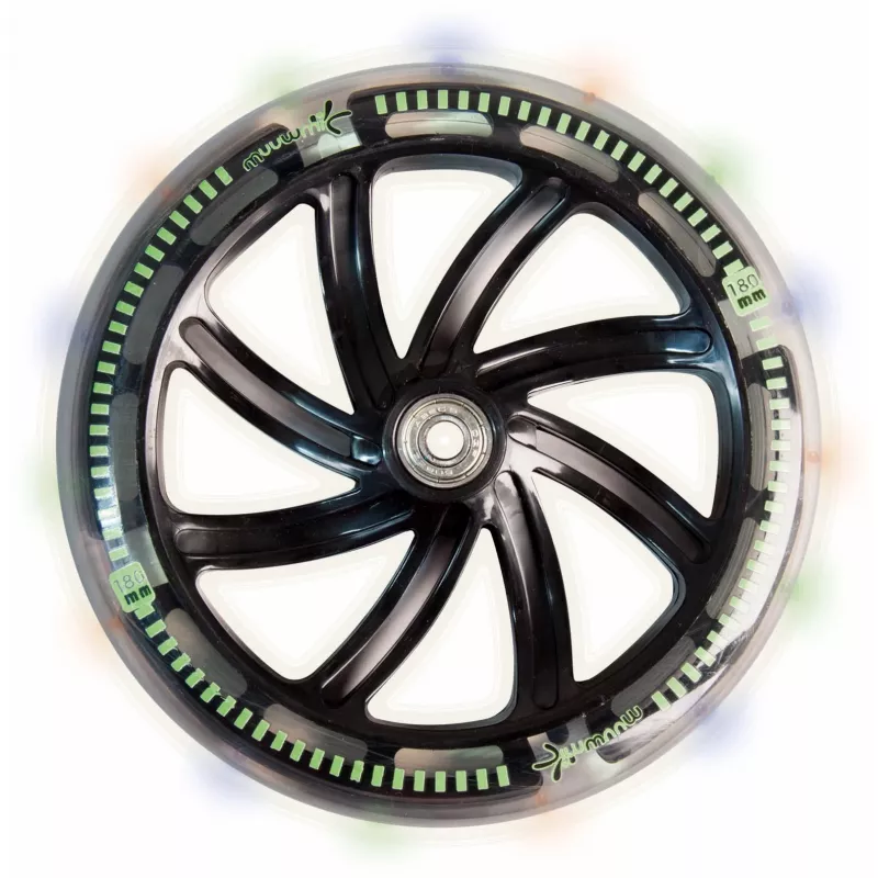 Trotinete Muuwmi Aluminium NEON 180 mm com luzes — deck de alumínio, rodas de 180 mm, luzes LED integradas