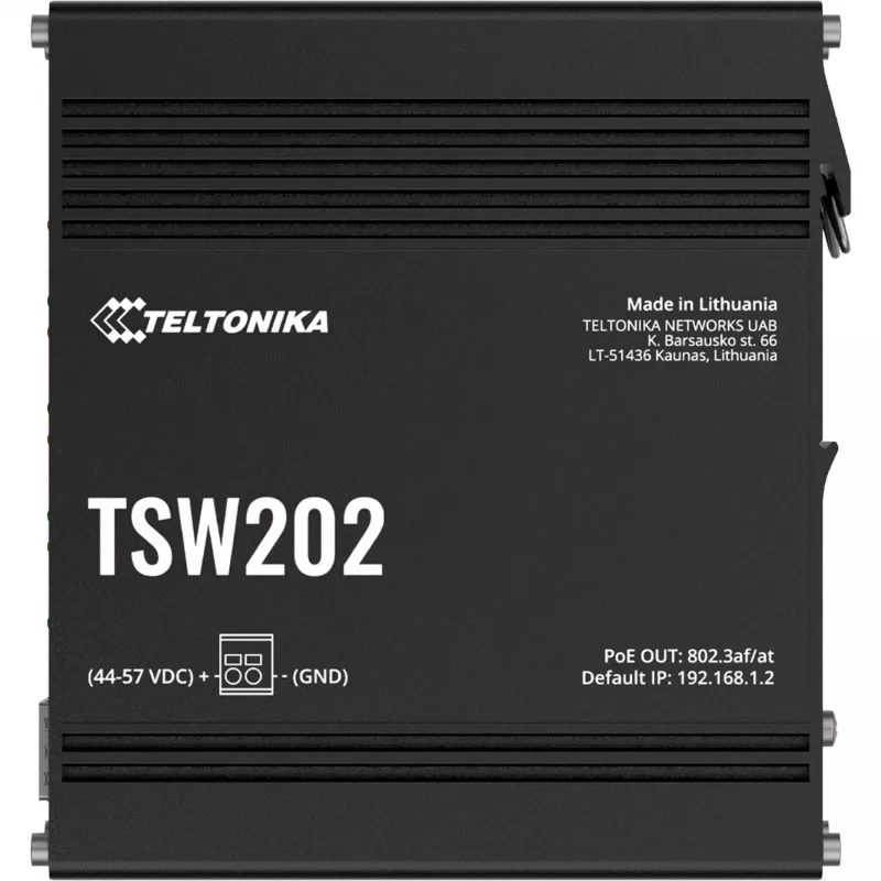Teltonika TSW202 Managed L2 Gigabit Ethernet (10/100/1000) Power over Ethernet (PoE) alumínio, azul
