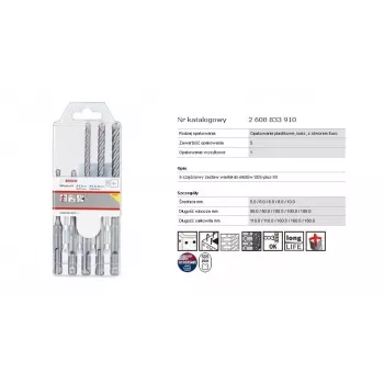 Conjunto de brocas de martelo Bosch PRO SDS plus-5X, 5 peças (SDS-plus)