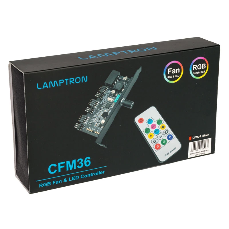 Lamptron CFM36 controlador de ventoinhas e RGB LED para slot PCI, preto