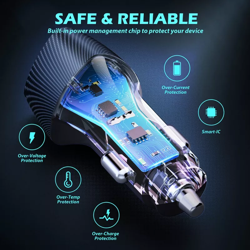 Carregador de automóvel Tellur FCC10 38W 6A PD20W QC3.0 – fonte de alimentação USB-C e USB-A para automóvel