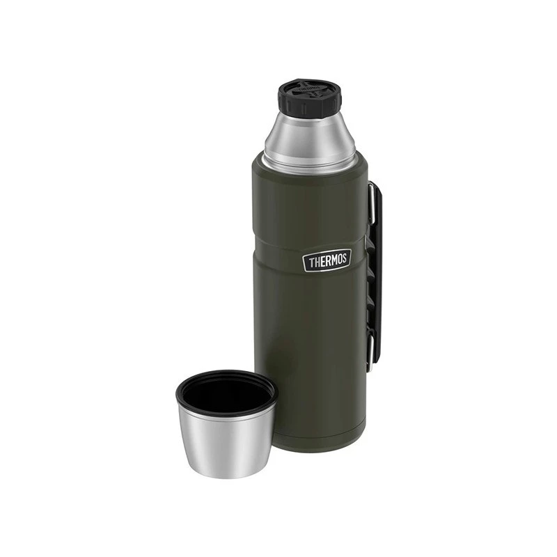 Garrafa térmica THERMOS TH-170028 470 ml, aço inoxidável com isolamento a vácuo, verde-azeitona, 24 h quente/frio