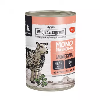 Alimento húmido para cães wiejskazagroda Puppy Monoprotein Borrego 400 g – júnior, sem cereais, proteína única