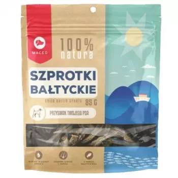 Guloseimas para cães MACED Espadilhas 85 g — snack de peixe para cães adultos, proteína 49% gordura 38%, isento de conservantes e glúten