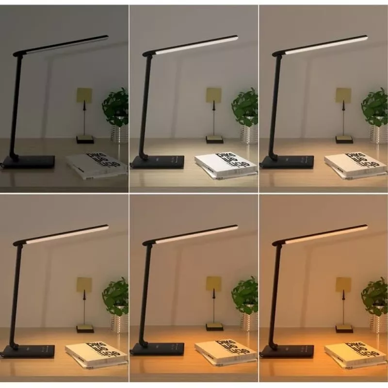 Candeeiro de secretária LED Aukey LT-T10 12W 3000–6500K — temperatura de cor ajustável, preto