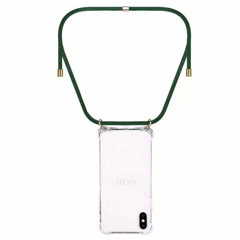 Capa com colar para telefone Lookabe para iPhone X / Xs — dourado com fita verde
