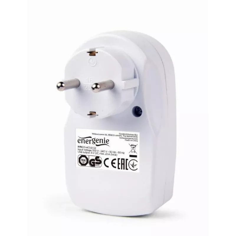 Carregador USB com tomada de passagem/EG-ACU2-02 Gembird