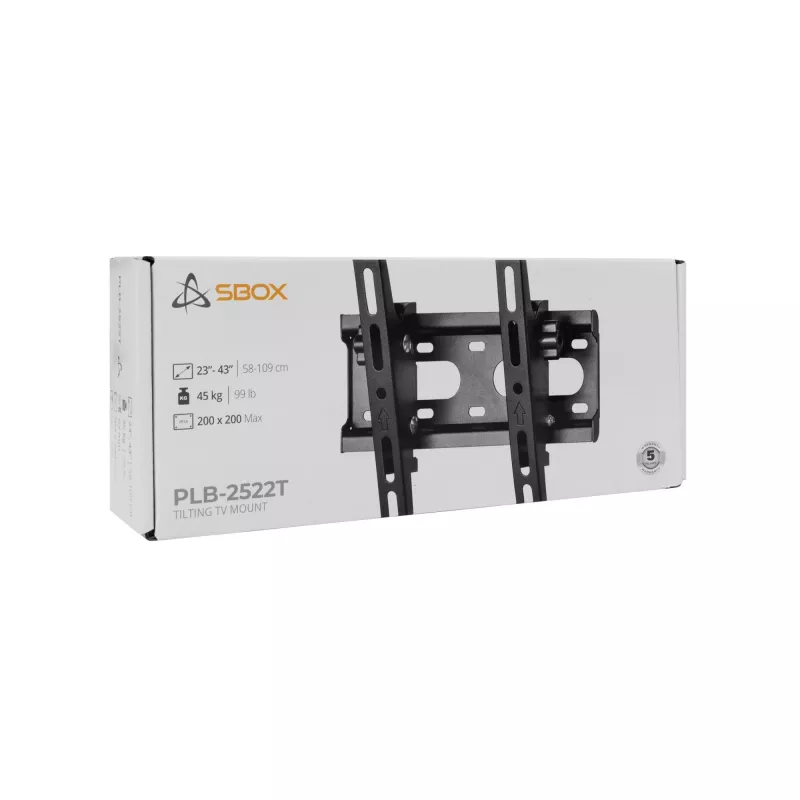 SBOX PLB-2522T-2 suporte de parede inclinável para TV, 23-43 polegadas, 45 kg, VESA 200x200
