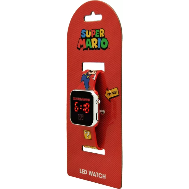 Relógio de pulso Kids Euroswan LED Super Mario vermelho relógio infantil digital com ecrã LED