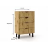 Cómoda estreita SCANDI 4S carvalho ARTISAN