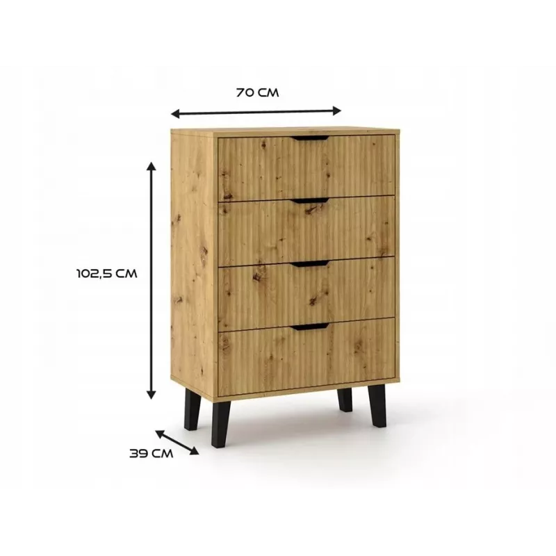 Cómoda estreita SCANDI 4S carvalho ARTISAN