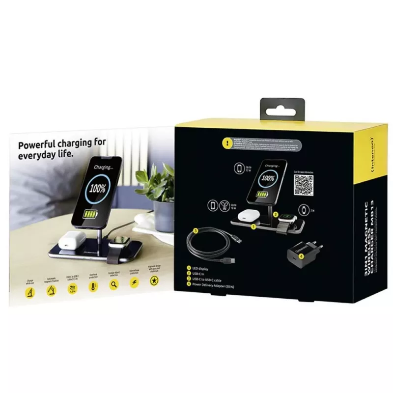 Auscultadores Intenso MB13 sem fios USB carregamento rápido pretos