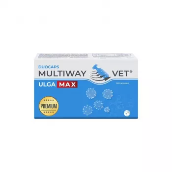 Cápsulas twist-off JM Sante Multiway Vet Duocaps Ulga Max – 60 unid., para alívio de stress e mal-estar em cães e gatos adultos, 150 g