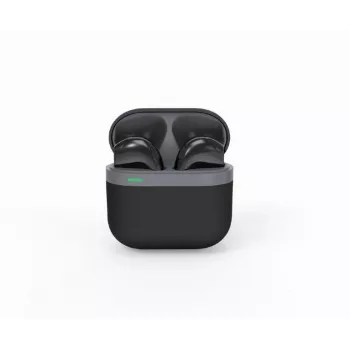 Headset Bluetooth GEMBIRD TWS-02-BK, In-Ear TWS, preto/cinzento, até 5 h de reprodução, microfone incorporado, estojo de carregamento