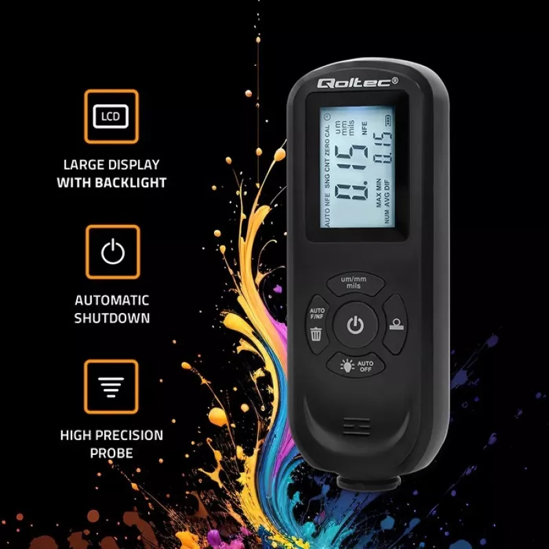 Medidor de espessura de camadas QOLTEC 50646 LCD 0–2000 µm