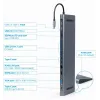 Gembird A-CM-COMBO9-01 adaptador multifunções USB Type-C 9 em 1 (hub USB + HDMI + VGA + PD + leitor de cartões + LAN + áudio de 3,5 mm), Space Grey