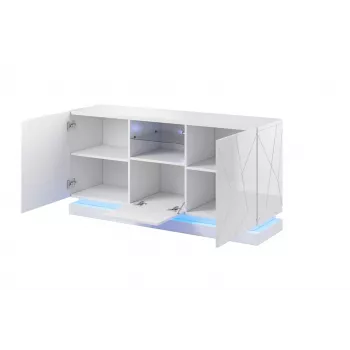 Cómoda QIU 2D1K 150x41.5x75 cm branco brilhante/branco brilhante