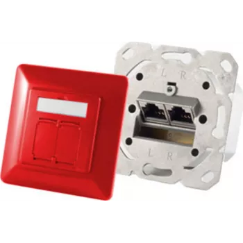 Tomada de rede 2x RJ-45 ShiverPeaks 74280-R Cat6a 500 MHz vermelho metal mate