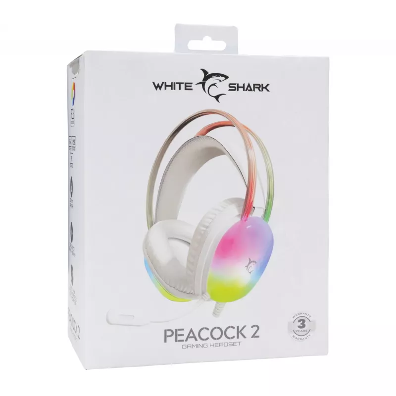 Auscultadores White Shark GH-2444 Peacock-2 branco
