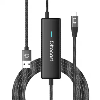 Adaptador de automóvel sem fios Ottocast CA450 — adaptador de ecrã sem fios MirrorCast para espelhamento do ecrã do smartphone no automóvel