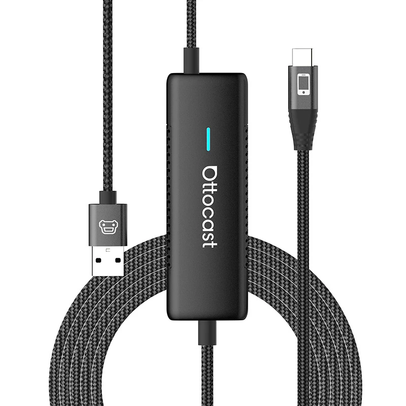 Adaptador de automóvel sem fios Ottocast CA450 — adaptador de ecrã sem fios MirrorCast para espelhamento do ecrã do smartphone no automóvel