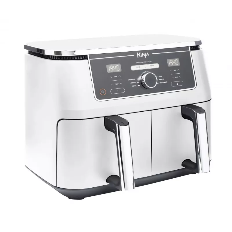 Fritadeira de ar quente Ninja AF400EU Double 9,5 L 2470 W branco, controlos rotativos e táteis
