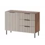Cómoda cama meble ALMERA 104x42x75 cm, nogueira/caxemira, 3 gavetas, aglomerado