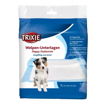 Tapete de treino para cães Trixie 23411, celulose, 400×600 mm, 7 unid., rebordo anti-fugas, absorvente, azul