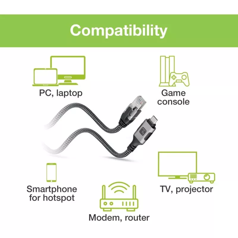 Techly ICOC U3C-RJ45-010 cabo adaptador USB-C para Gigabit Ethernet, 1 m, preto/prateado