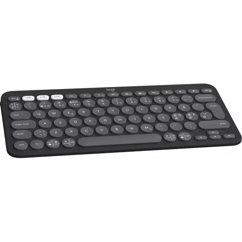 Logitech Pebble Keys 2 K380s – Teclado – sem fios – Bluetooth LE – QWERTY – Nórdico (Dinamarquês/Finlandês/Norueguês/Sueco) – Tonal Graphite (920-011879)