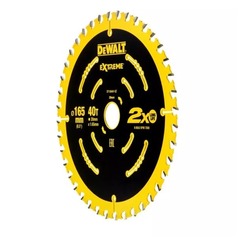 DeWALT DT10640-QZ Extreme lâmina de serra circular, 165 mm, 40 dentes, furo de 20 mm, para madeira