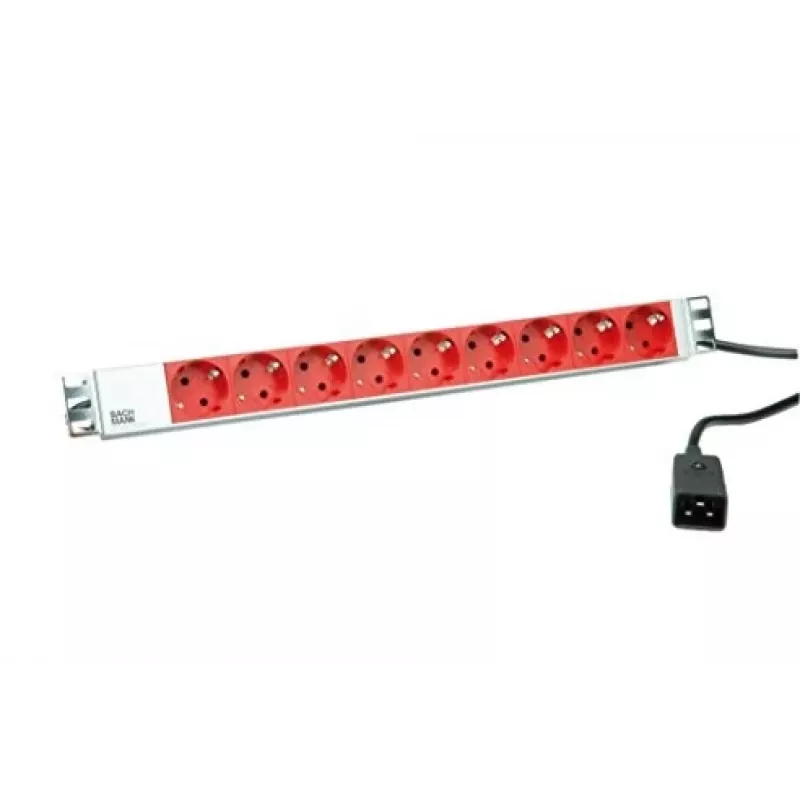 Distribuidor de energia Bachmann 333.936 2m 9 tomadas AC interior cinzento vermelho