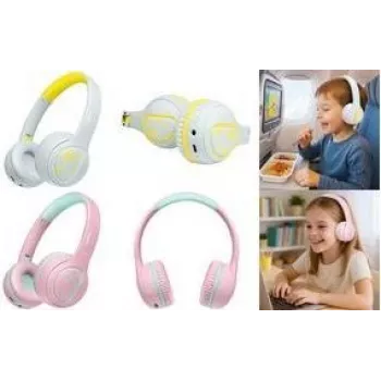 LogiLink BT0073BL auscultador on-ear, Bluetooth, com fios, azul-claro, amarelo, dobrável (BT0073BL)