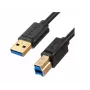 Cabo USB Unitek C14095BK-2M – USB-A para USB-B 3.0, 5 Gbit/s, 2 m, preto, contactos banhados a ouro