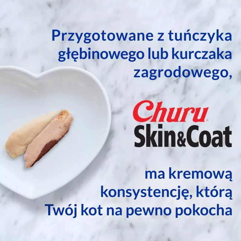 INABA Churu Skin&Coat Receita de Frango – Petiscos para gatos – 4x14 g