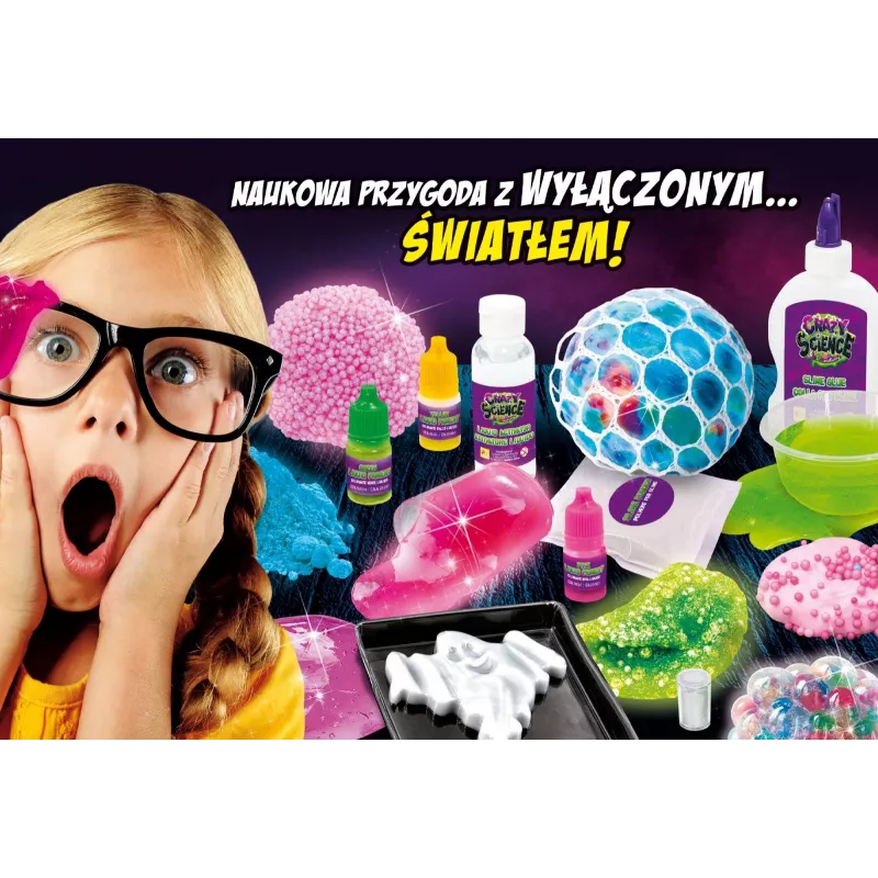 Kit de construção científica Liscianigiochi Crazy Science Slime no escuro 304-PL89239 — conjunto de experiências com slime que brilha no escuro