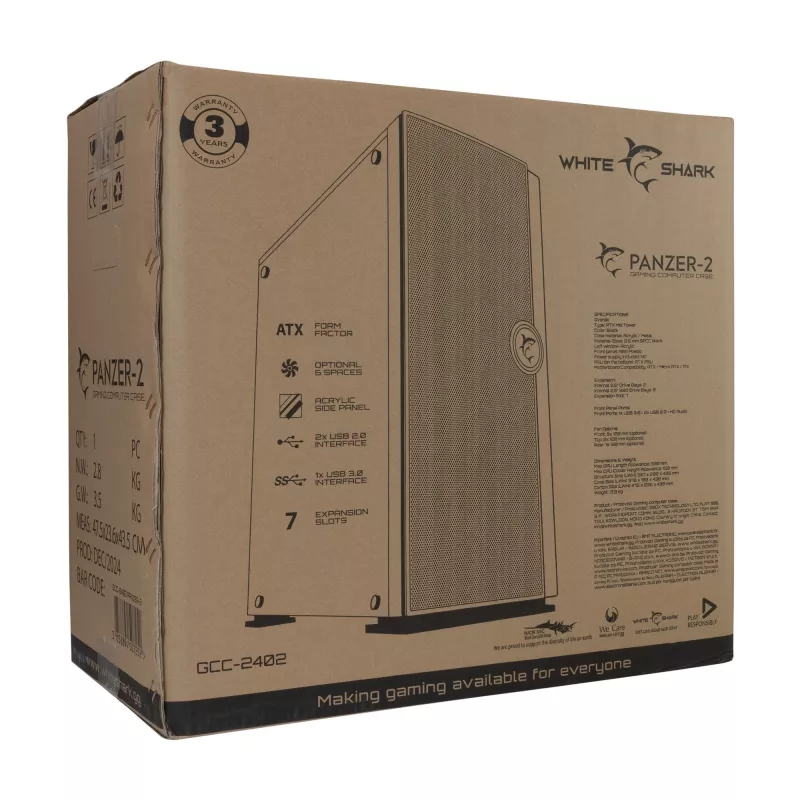 Caixa de computador Panzer-2 White Shark GCC-2402 ATX preta