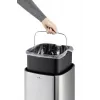Balde do lixo retangular Durable NO TOUCH 35L aço inoxidável preto prateado