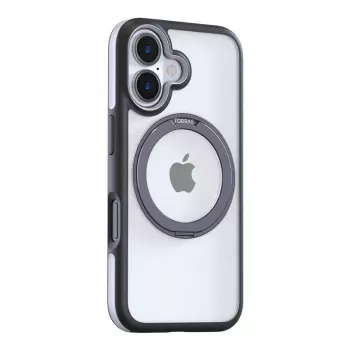 Capa protetora Torras Ostand R Fusion para iPhone 16 — preta, capa fina resistente a impactos