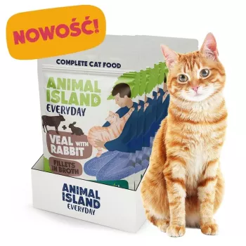 ANIMAL ISLAND vitela com filetes de coelho em caldo - comida húmida para gatos - 12x85g