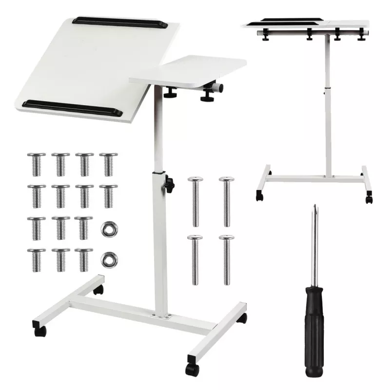 Maclean suporte móvel para secretária/portátil, branco, altura ajustável 59-89 cm, máx. 30 kg, MC-121 W