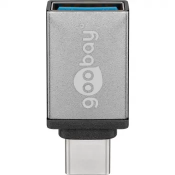 Adaptador USB-C™ Wentronic Goobay - conector fêmea USB 3.0 A, cinzento - para ligação entre dispositivos USB-C™ e USB-A (56621)