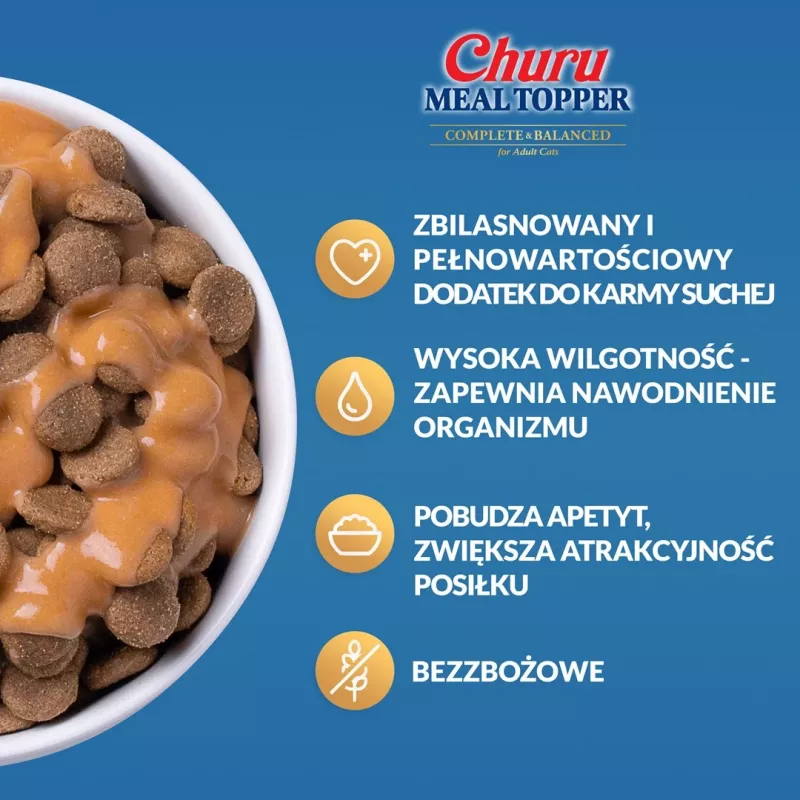 INABA Churu Meal Topper atum com vieira – sacos de alimento húmido para gatos, 4 x 14 g