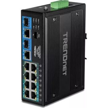 TRENDnet TI-BG104 - Switch - Industrial - Não gerido - 4 x 10/100/1000 (PoE++) + 4 x 10/100/1000 (PoE+) + 2 x Combo Gigabit SFP/RJ-45 - montagem em calha DIN, montagem na parede - P