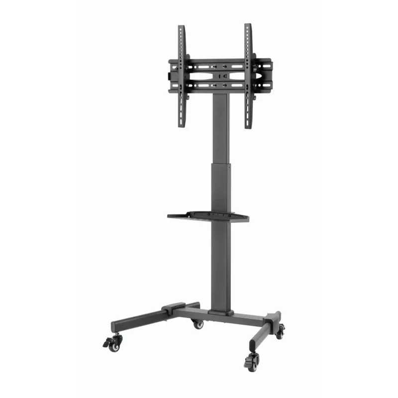 Suporte de TV GEMBIRD TVS-55T-01 para televisores de 32–55 polegadas, aço, altura ajustável VESA 100x100–400x400, inclinável, rodas, carga máx. 35 kg