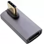 Adaptador InLine USB4, ficha/conector fêmea USB-C vertical angular direita/esquerda, alumínio, cinzento