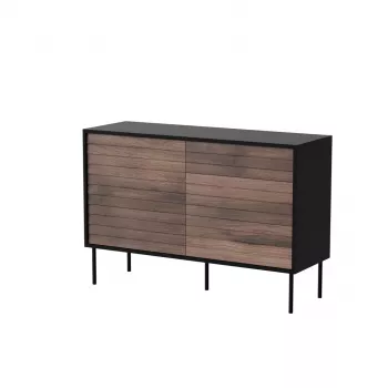 Cómoda cama meble CORTINA 1D3S 120x40x81 cm, preto/nogueira, 3 gavetas, aglomerado