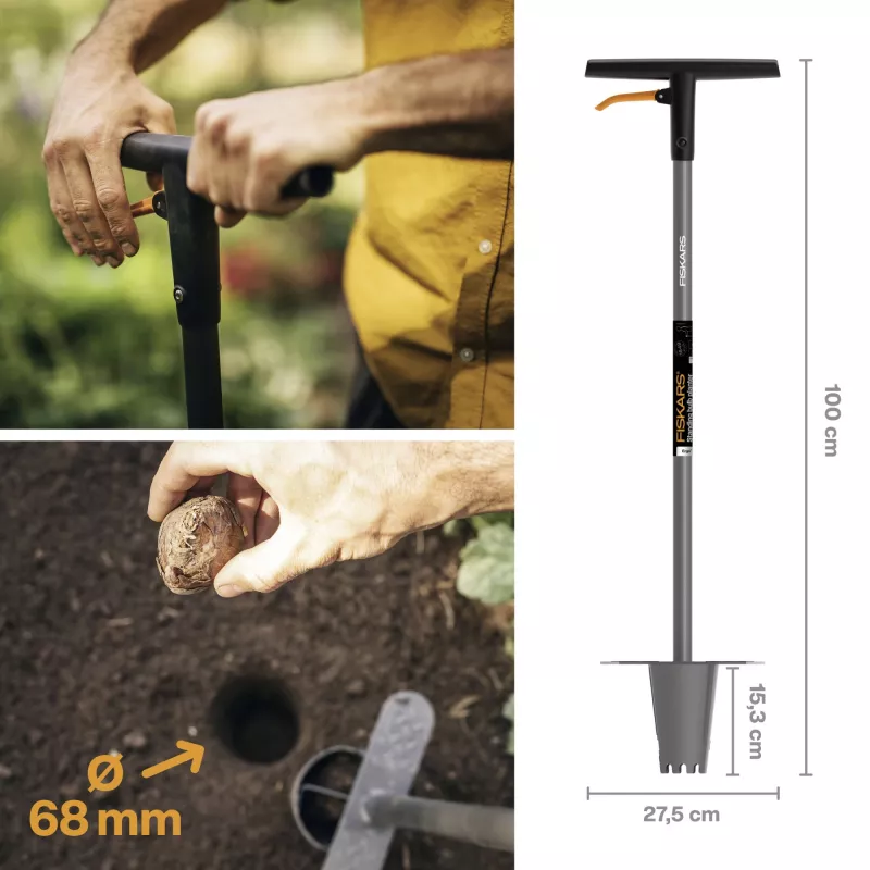 Ajuda de plantação Fiskars ERGO Ajuda de plantação de cabo longo – cabo longo ergonómico, modelo 1057078