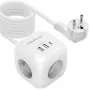 Power Cube QOLTEC 52547 Régua de tomadas 3×tomadas AC, 2×USB-A, 1×USB-C PD 20W